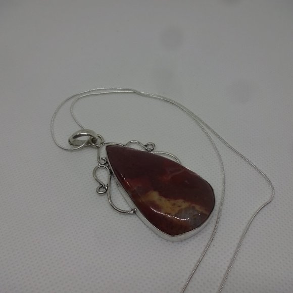 Natural "MOOKAITE JASPER" Handmade Sterling Pendant on a 18" Chain #324 - Picture 2 of 3